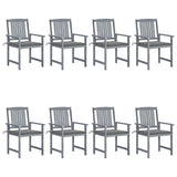 NNEVL Garden Chairs with Cushions 8 pcs Solid Acacia Wood Grey