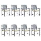 NNEVL Garden Chairs with Cushions 8 pcs Solid Acacia Wood Grey