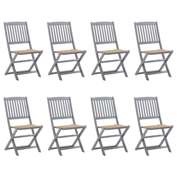 NNEVL Folding Outdoor Chairs 8 pcs with Cushions Solid Acacia Wood