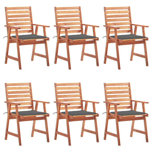 NNEVL Outdoor Dining Chairs 6 pcs with Cushions Solid Acacia Wood