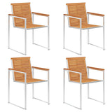 NNEVL Garden Chairs 4 pcs Solid Acacia Wood and Stainless Steel