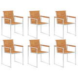 NNEVL Garden Chairs 6 pcs Solid Acacia Wood and Stainless Steel