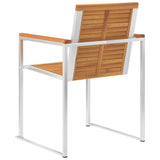 NNEVL Garden Chairs 6 pcs Solid Acacia Wood and Stainless Steel