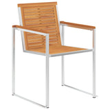 NNEVL Garden Chairs 8 pcs Solid Acacia Wood and Stainless Steel