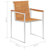 NNEVL Garden Chairs 8 pcs Solid Acacia Wood and Stainless Steel
