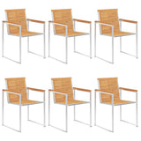 NNEVL Garden Chairs 6 pcs Solid Teak Wood and Stainless Steel