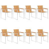 NNEVL Garden Chairs 8 pcs Solid Teak Wood and Stainless Steel