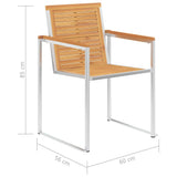 NNEVL Garden Chairs 8 pcs Solid Teak Wood and Stainless Steel