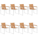 NNEVL Garden Chairs 8 pcs with Cuhsions Solid Teak Wood