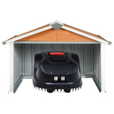 NNEVL Garden Robot Lawnmower Shed 92x97x63 cm Galvanised Steel Brown
