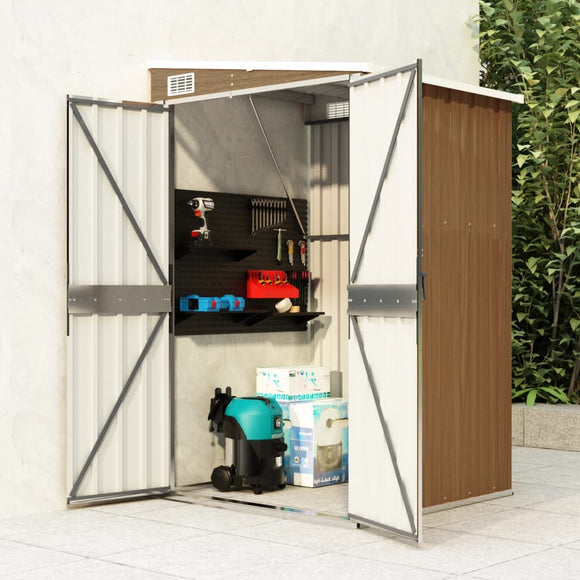 NNEVL Wall-mounted Garden Shed Brown 118x100x178 cm Galvanised Steel