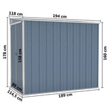 NNEVL Wall-mounted Garden Shed Grey 118x194x178 cm Galvanised Steel