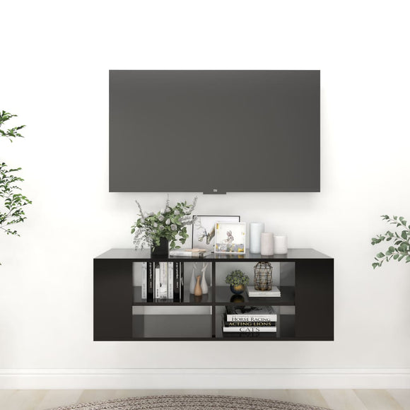 NNEVL Wall-Mounted TV Cabinet Black 102x35x35 cm Chipboard