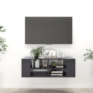 NNEVL Wall-Mounted TV Cabinet Grey 102x35x35 cm Chipboard