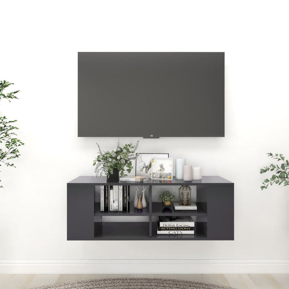 NNEVL Wall-Mounted TV Cabinet Grey 102x35x35 cm Chipboard