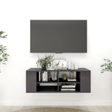 NNEVL Wall-Mounted TV Cabinet High Gloss Grey 102x35x35 cm Chipboard
