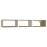 NNEVL Wall Shelf Cabinet White and Sonoma Oak 102x30x17cm Chipboard
