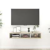 NNEVL Wall Shelf Cabinet White and Sonoma Oak 102x30x17cm Chipboard