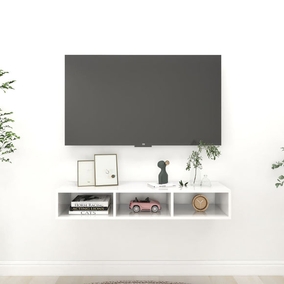 NNEVL Wall Shelf High Gloss White 102x30x17 cm Chipboard