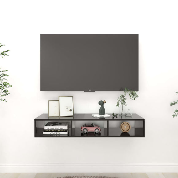 NNEVL Wall Shelf High Gloss Black 102x30x17 cm Chipboard