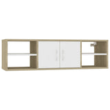 NNEVL Wall Shelf Sonoma Oak and White 102x30x29 cm Chipboard