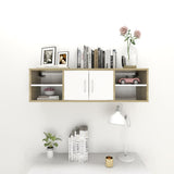 NNEVL Wall Shelf Sonoma Oak and White 102x30x29 cm Chipboard