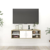 NNEVL Wall Shelf Sonoma Oak and White 102x30x29 cm Chipboard