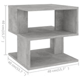 NNEVL Side Table Concrete Grey 40x40x40 cm Chipboard