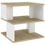 NNEVL Side Table Sonoma Oak and White 40x40x40 cm Chipboard