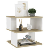 NNEVL Side Table Sonoma Oak and White 40x40x40 cm Chipboard