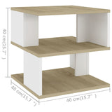NNEVL Side Table Sonoma Oak and White 40x40x40 cm Chipboard