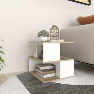 NNEVL Side Table Sonoma Oak and White 40x40x40 cm Chipboard