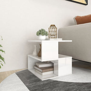 NNEVL Side Table High Gloss White 40x40x40 cm Chipboard