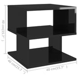 NNEVL Side Table High Gloss Black 40x40x40 cm Chipboard