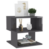 NNEVL Side Table High Gloss Grey 40x40x40 cm Chipboard
