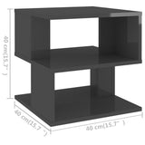 NNEVL Side Table High Gloss Grey 40x40x40 cm Chipboard