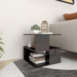 NNEVL Side Table High Gloss Grey 40x40x40 cm Chipboard