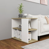 NNEVL Side Cabinet Sonoma Oak and White 60x30x50 cm Chipboard