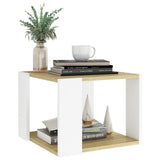 NNEVL Coffee Table Sonoma Oak and White 40x40x30 cm Engineered Wood