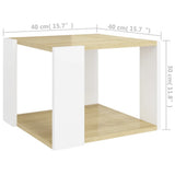 NNEVL Coffee Table Sonoma Oak and White 40x40x30 cm Engineered Wood