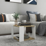 NNEVL Coffee Table Sonoma Oak and White 40x40x30 cm Engineered Wood