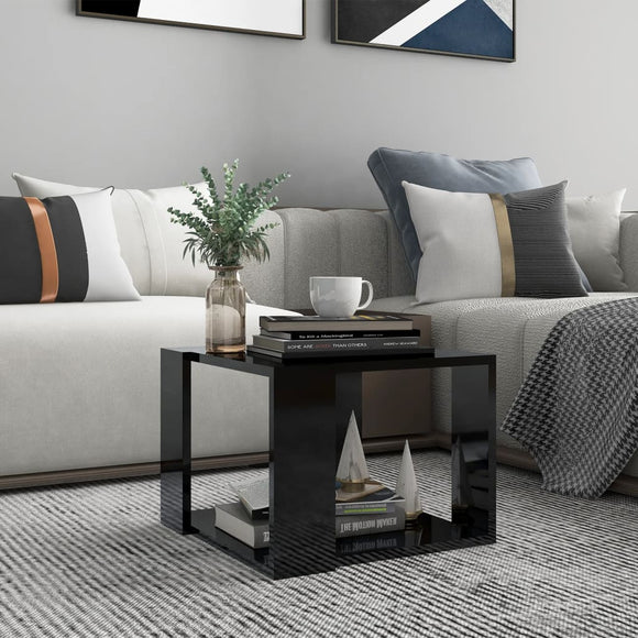 NNEVL Coffee Table High Gloss Black 40x40x30 cm Engineered Wood
