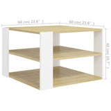 NNEVL Coffee Table Sonoma Oak and White 60x60x40 cm Chipboard