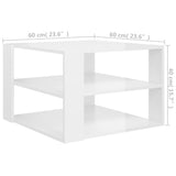 NNEVL Coffee Table High Gloss White 60x60x40 cm Chipboard