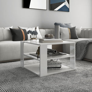 NNEVL Coffee Table High Gloss White 60x60x40 cm Chipboard