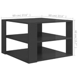 NNEVL Coffee Table High Gloss Grey 60x60x40 cm Chipboard