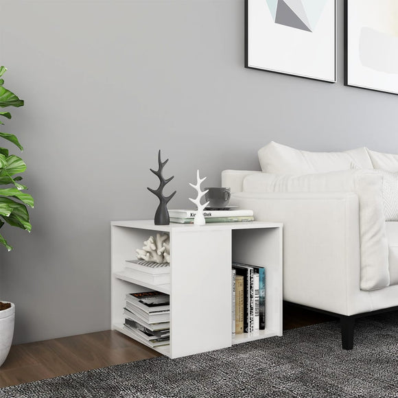NNEVL Side Table High Gloss White 50x50x45 cm Chipboard