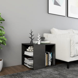 NNEVL Side Table High Gloss Grey 50x50x45 cm Chipboard