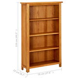 NNEVL 4-Tier Bookcase 70x22x110 cm Solid Oak Wood