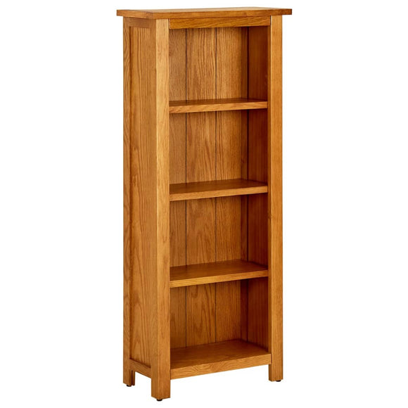 NNEVL 4-Tier Bookcase 45x22x110 cm Solid Oak Wood
